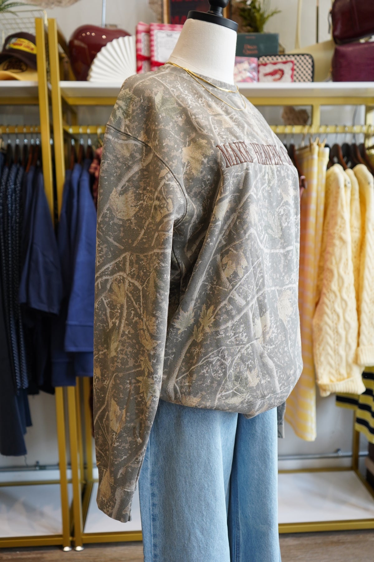 Make Heaven Crowded | Embroidered Camo Sweatshirt