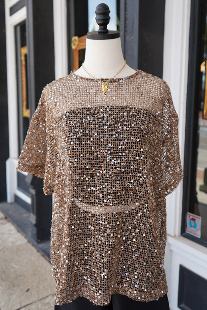 Rena Sequin Mesh Top