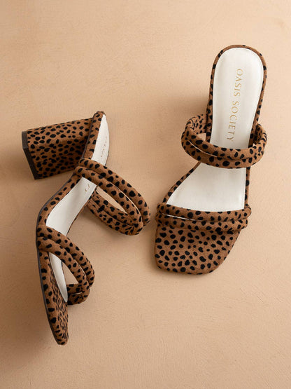 The Angela | Dark Cheetah Strappy Aligator Block Heel