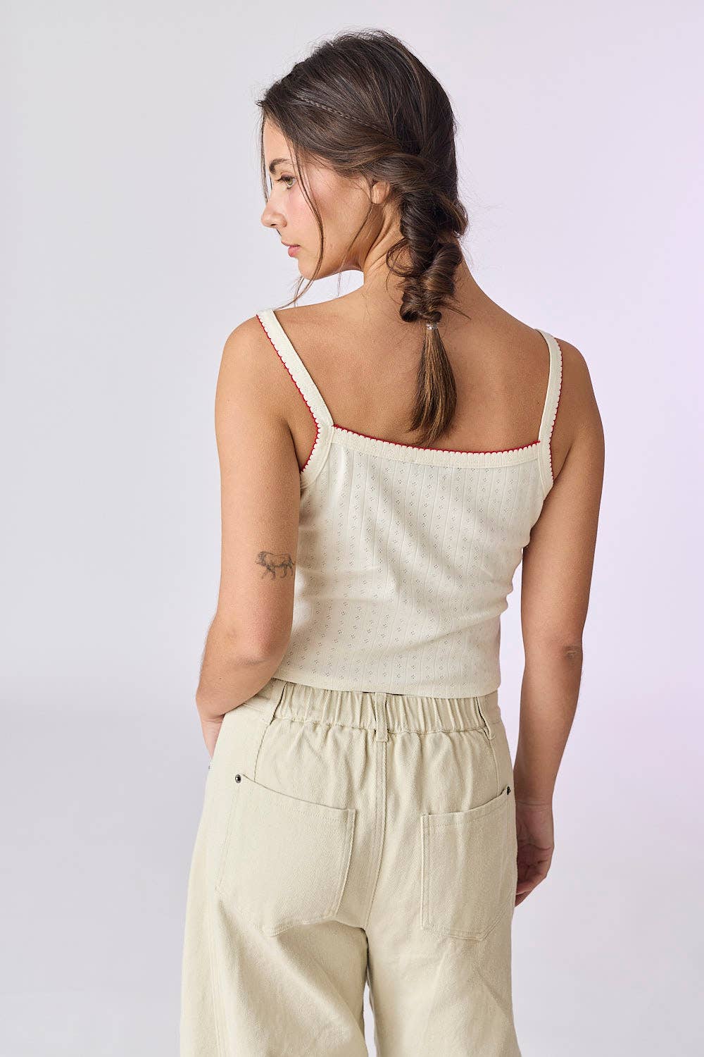 Billie Embroidered Bow Knit Cami
