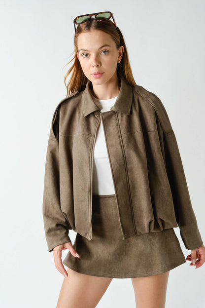 Devin Mojave Suede Finish Zip-Front Jacket