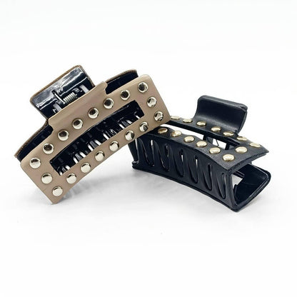 Faux Leather Studded Hair Claw