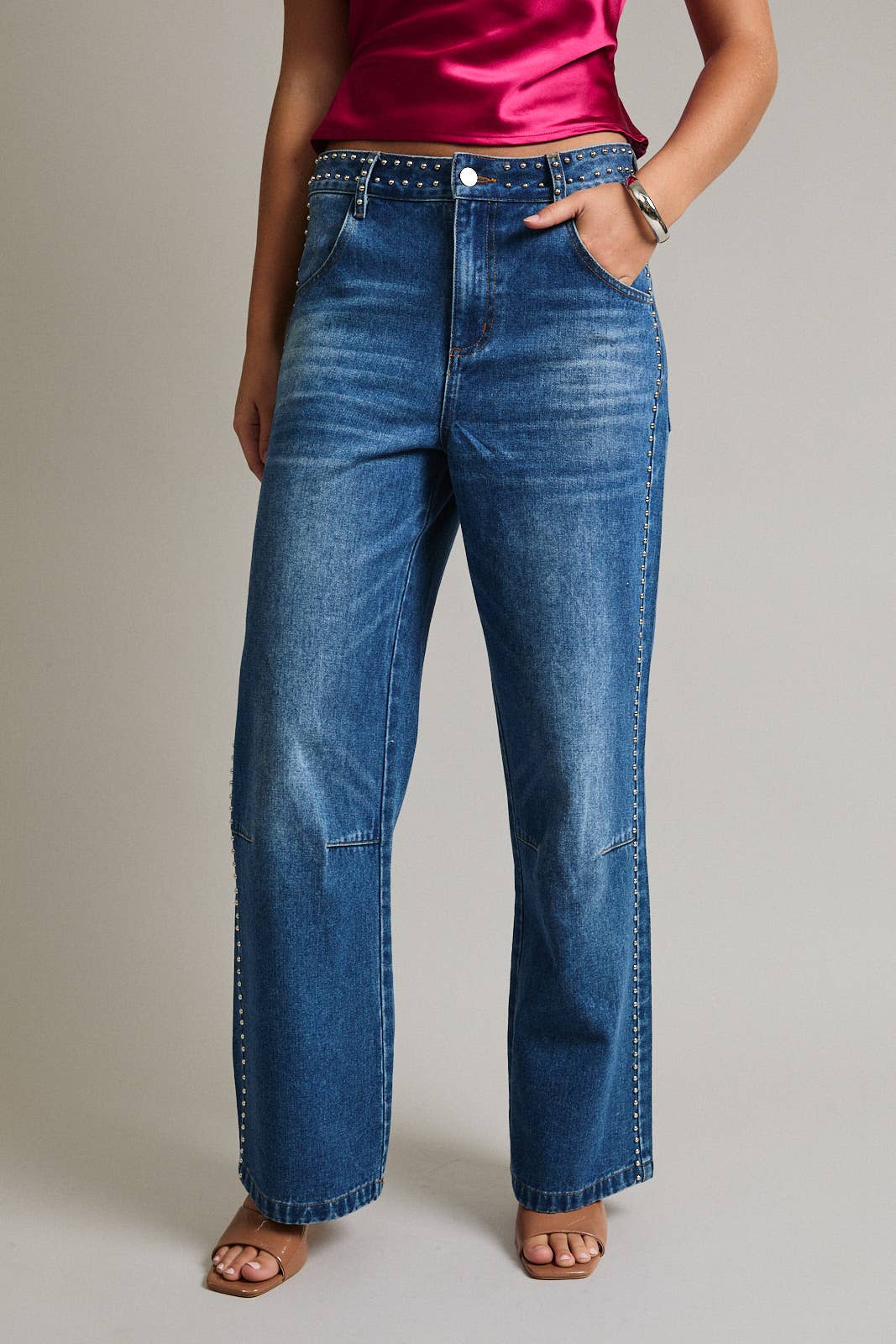 Gia Mid Rise Studded Jean