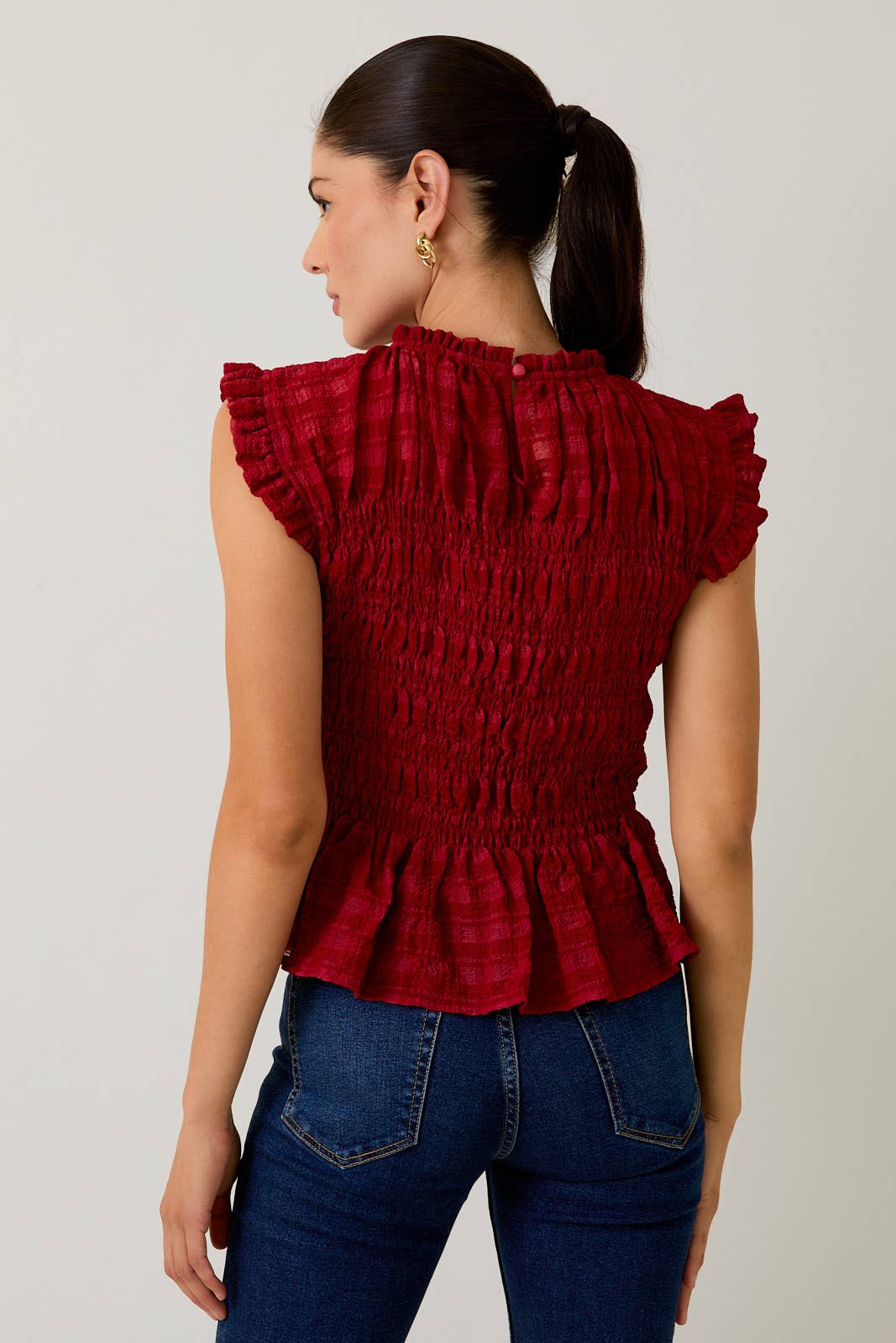 Jenni Smocked Mock Neck Blouse