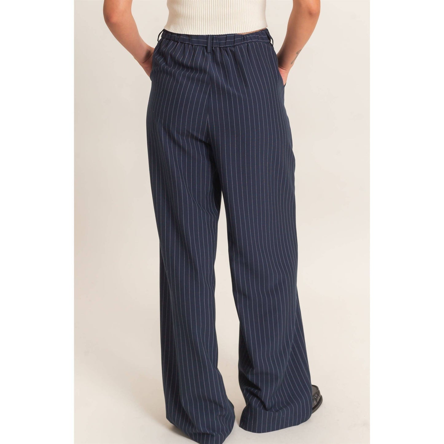 Tate Pinstripe Wide-Leg Trousers