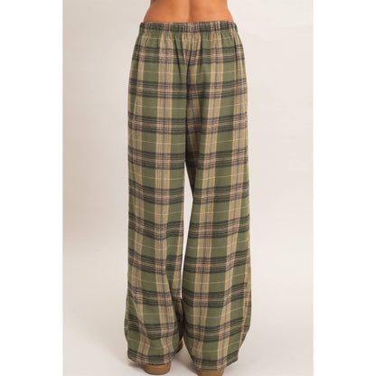 Kenzi Plaid Wide-Leg Pants