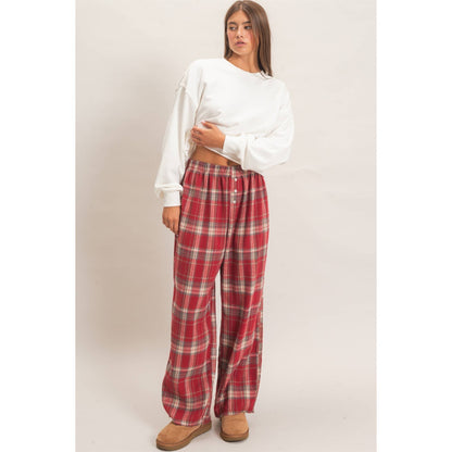 Kenzi Plaid Wide-Leg Pants