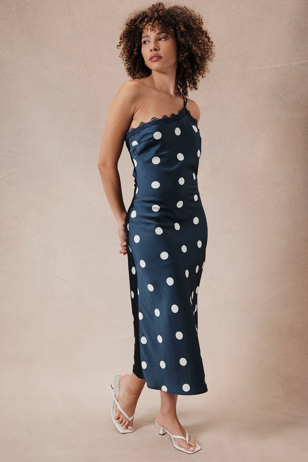 Dolly Asymmetrical Polka Dot Midi Dress