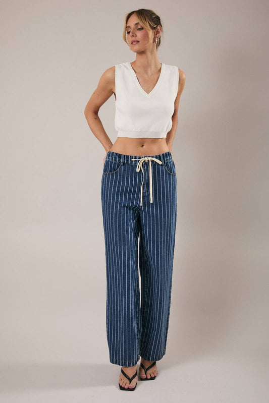 Joni Stripe Front Tie Jeans