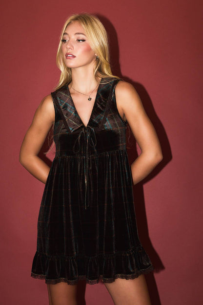 Gigi Plaid Velvet Mini Dress