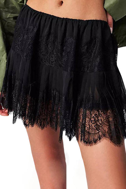 Brinn Lace Tiered Mini Skirt