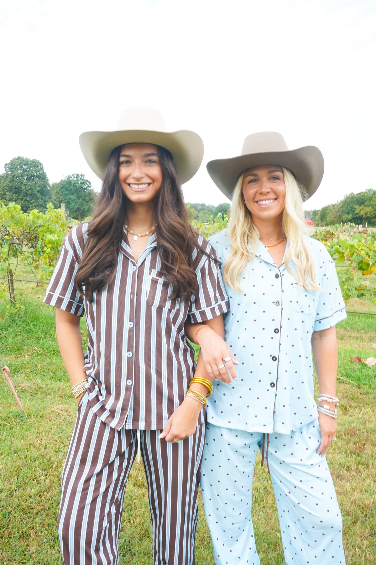 Blue & Brown Polka Dot |  Pajama Set