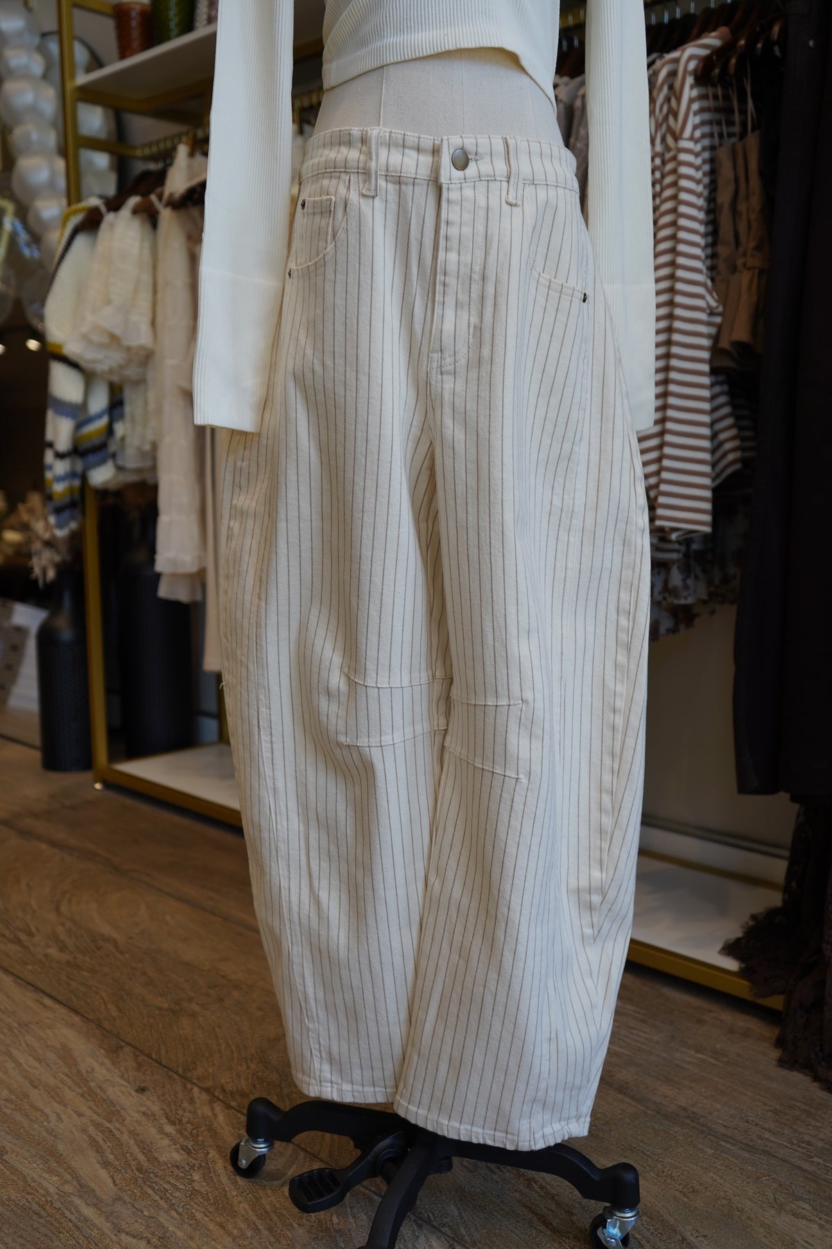 Penny Pin Stripe Barrel Pants
