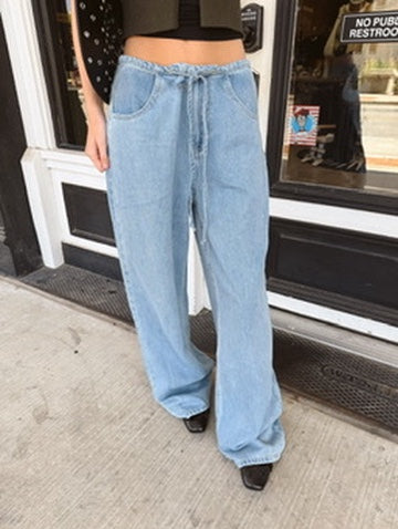 Lana Straight Wide Leg Drawstring Jeans