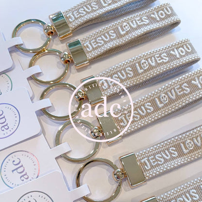 Jesus Loves You Embroidered Keychain
