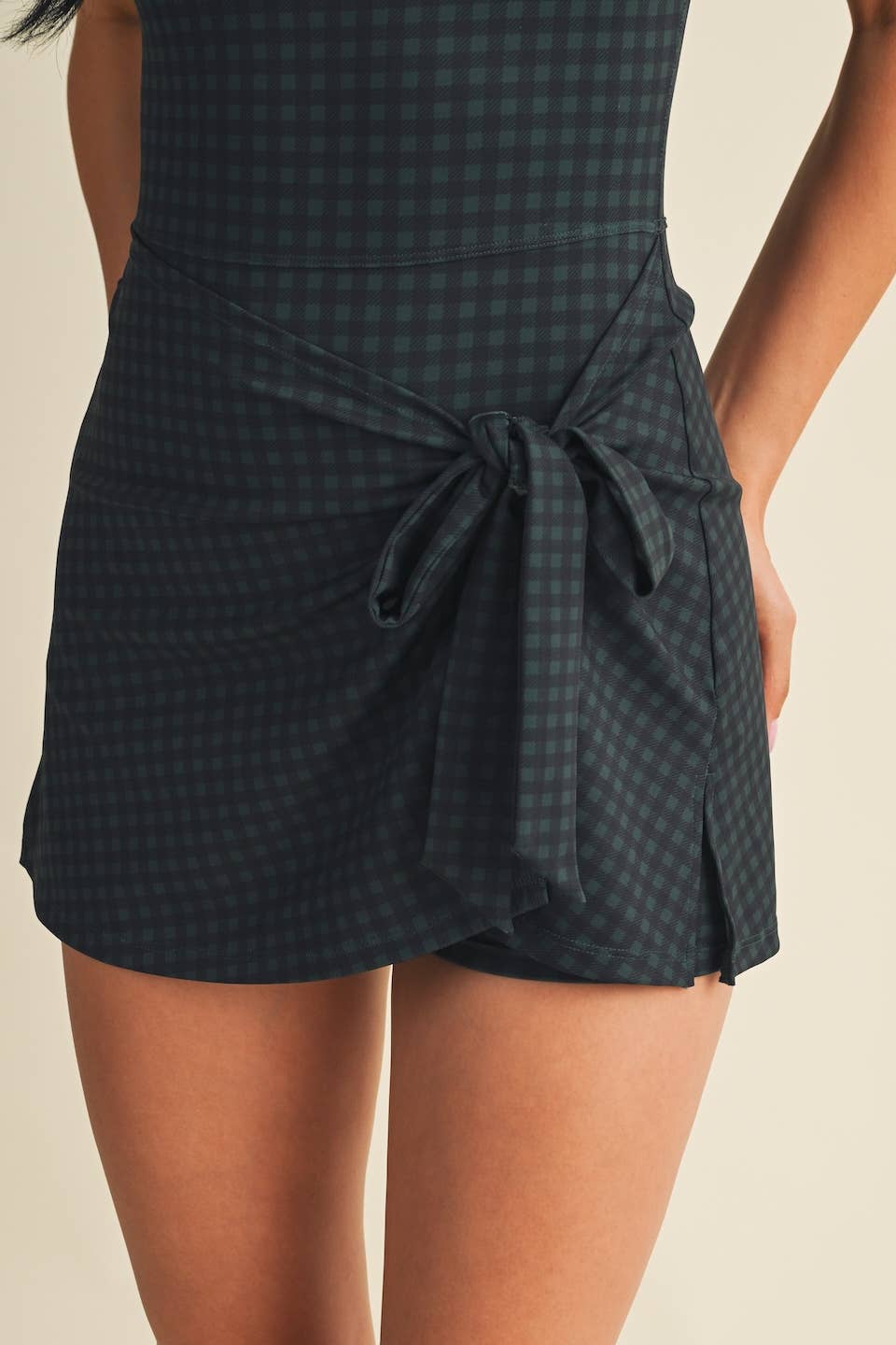 Wren Gingham Wrap Tie Front Dress