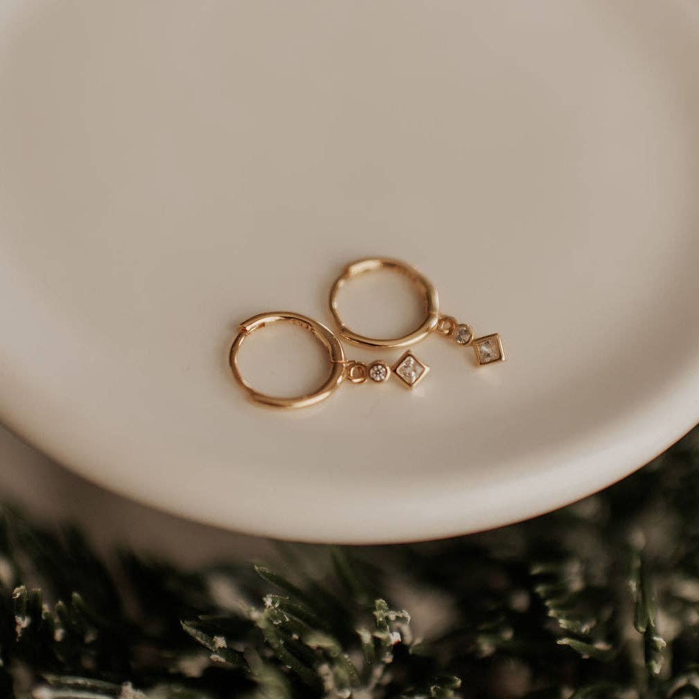 Willow Diamond Dangle Hoops | Waterproof Jewelry