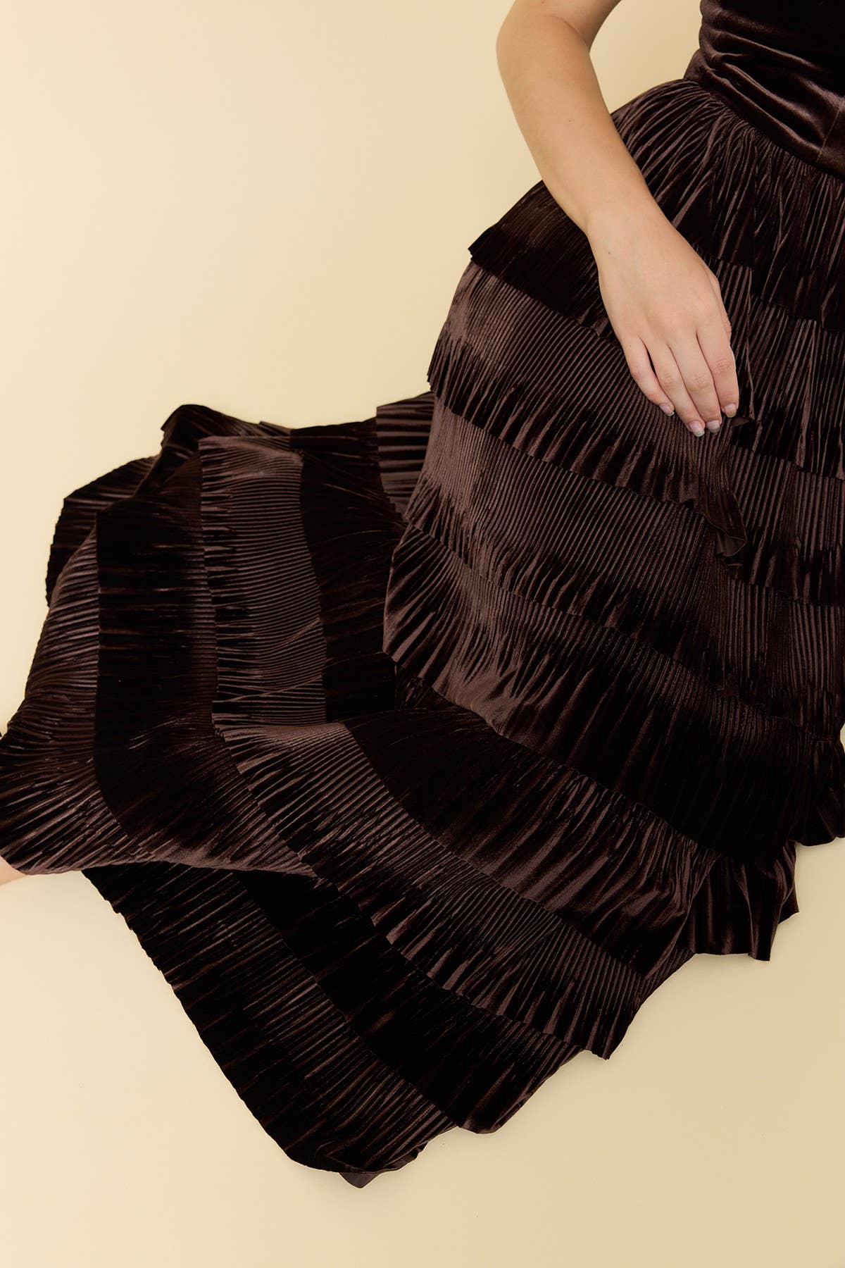 Ethel Velvet Pleated Tier Dress
