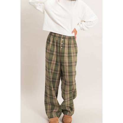 Kenzi Plaid Wide-Leg Pants