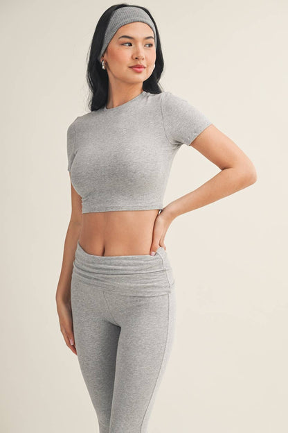 Sara Soft Heathered Knit Crewneck Tee