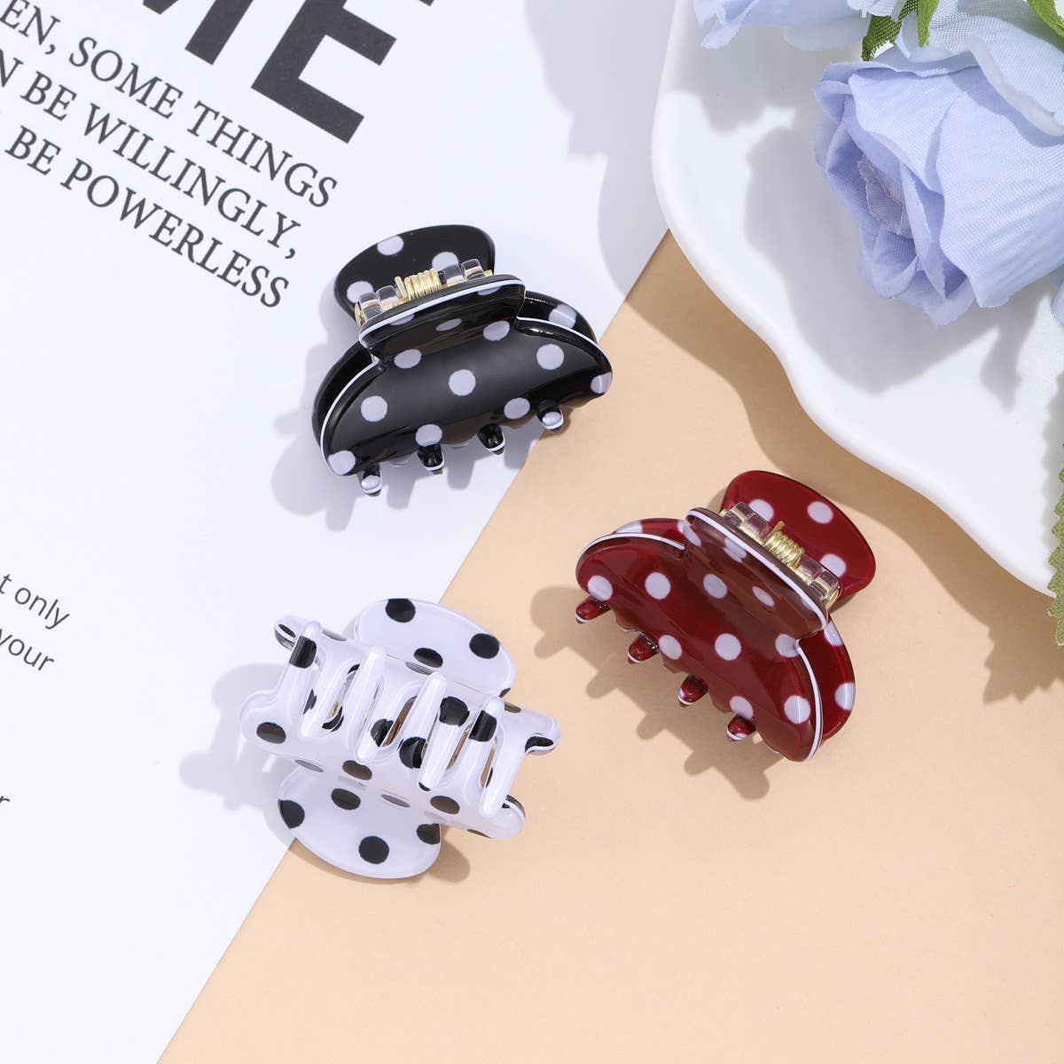 Mini Classic Polka Dot Pattern Hair Claw Clip