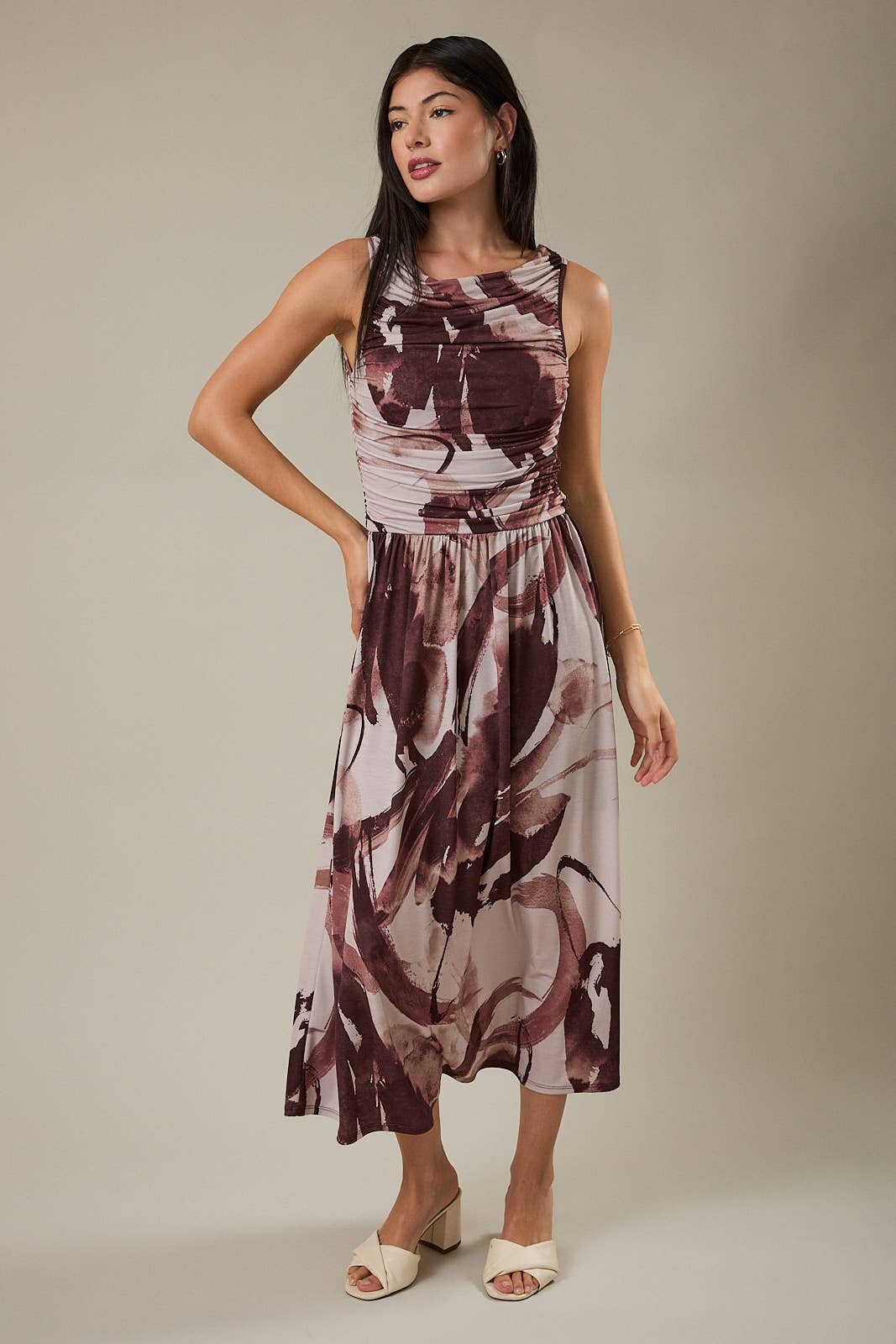 Maya Ruched Midi Dress