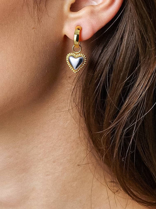 Savon Mixed Metal Heart Huggies | Waterproof Jewelry