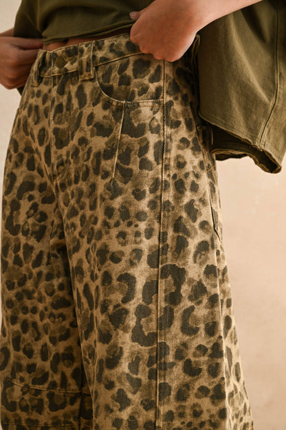 Sasha Leopard Print Barrel Pants