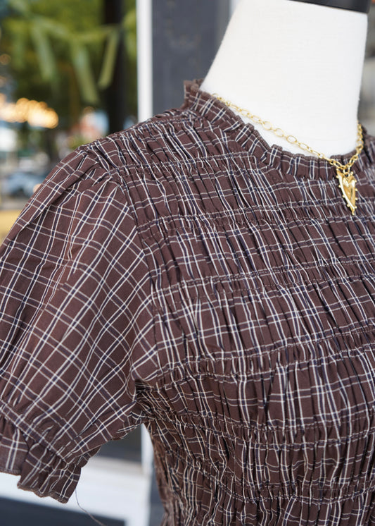 Dani Smocked Gingham Blouse