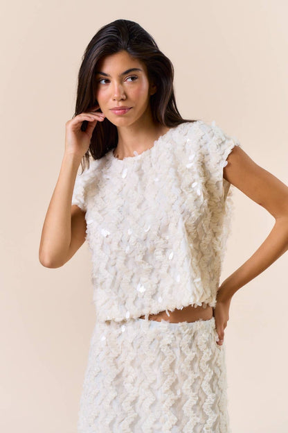 Blaire Short Sleeve Sequin Top