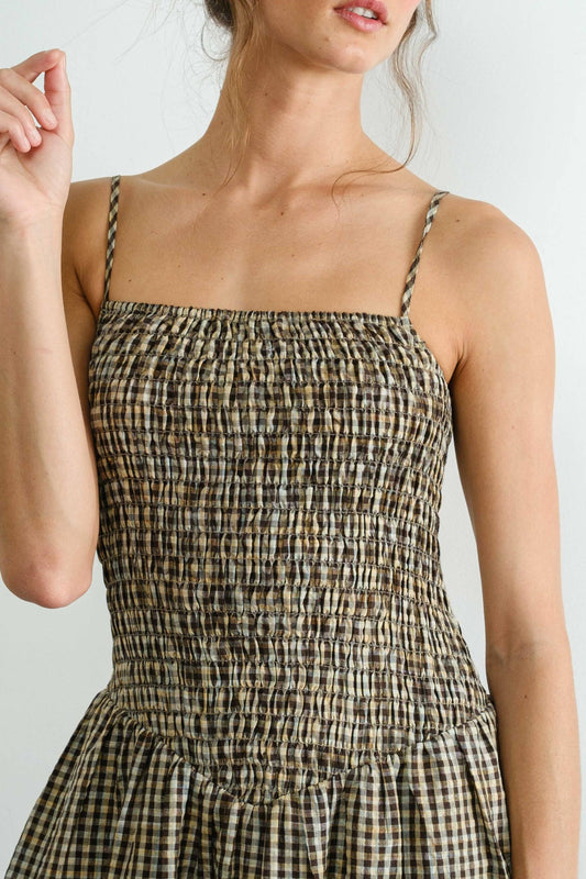 Phoebe Gingham Smocked  Midi Dress