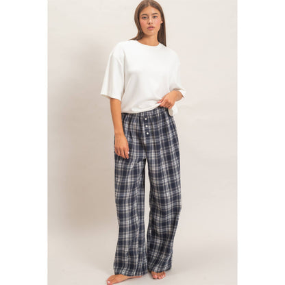Kenzi Plaid Wide-Leg Pants