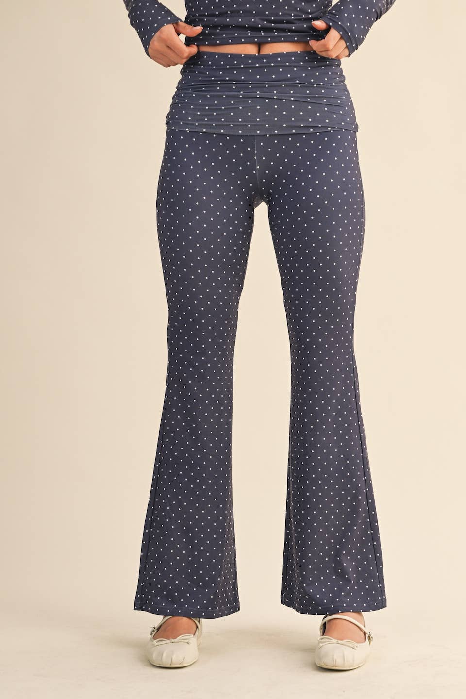 Mable Polka Dot Soft Knit Flare Pants