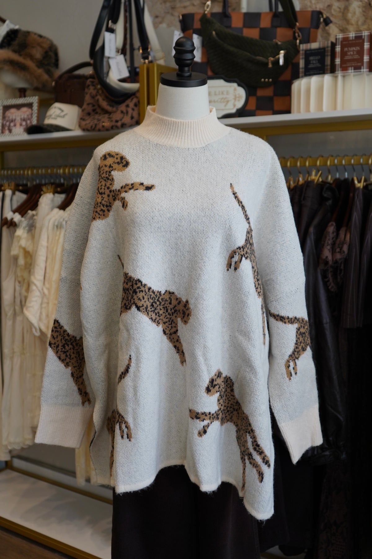 Hanna Cheetah Mockneck Sweater
