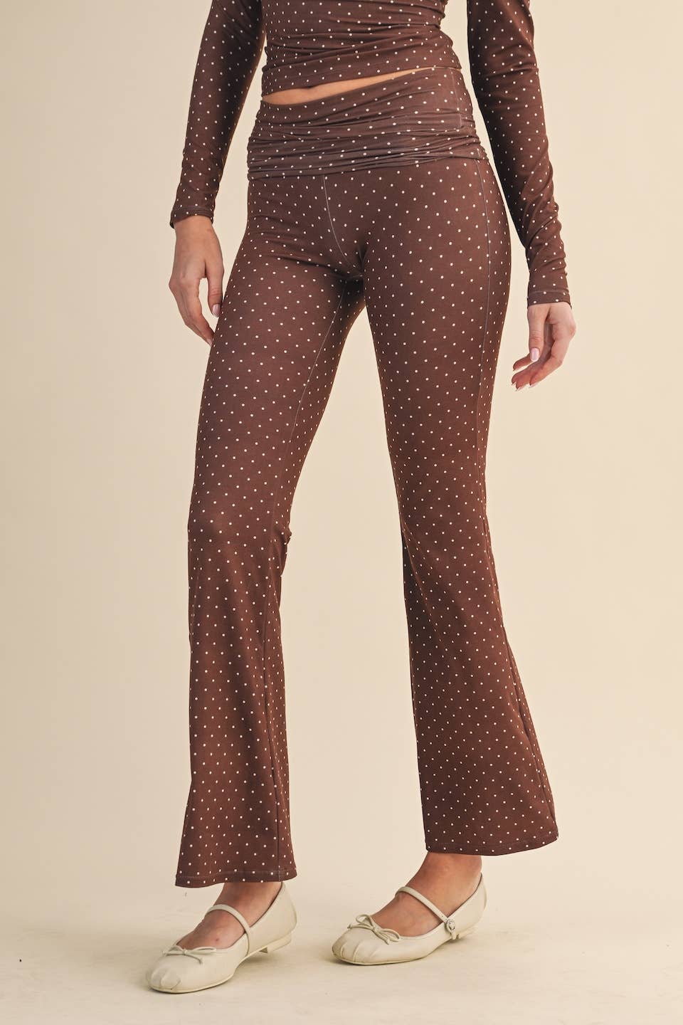 Mable Polka Dot Soft Knit Flare Pants