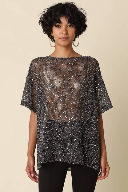 Rena Sequin Mesh Top