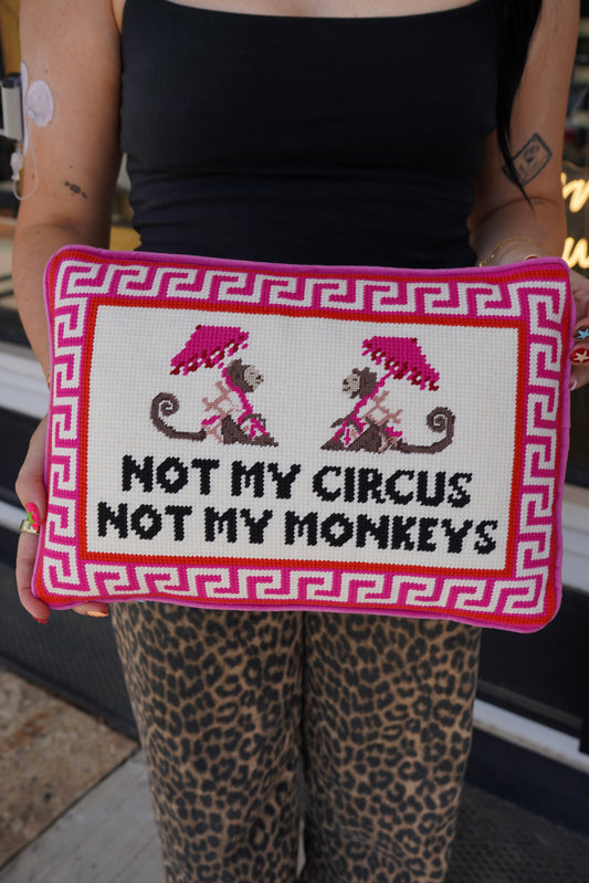 Not My Circus Needlepoint Pillow