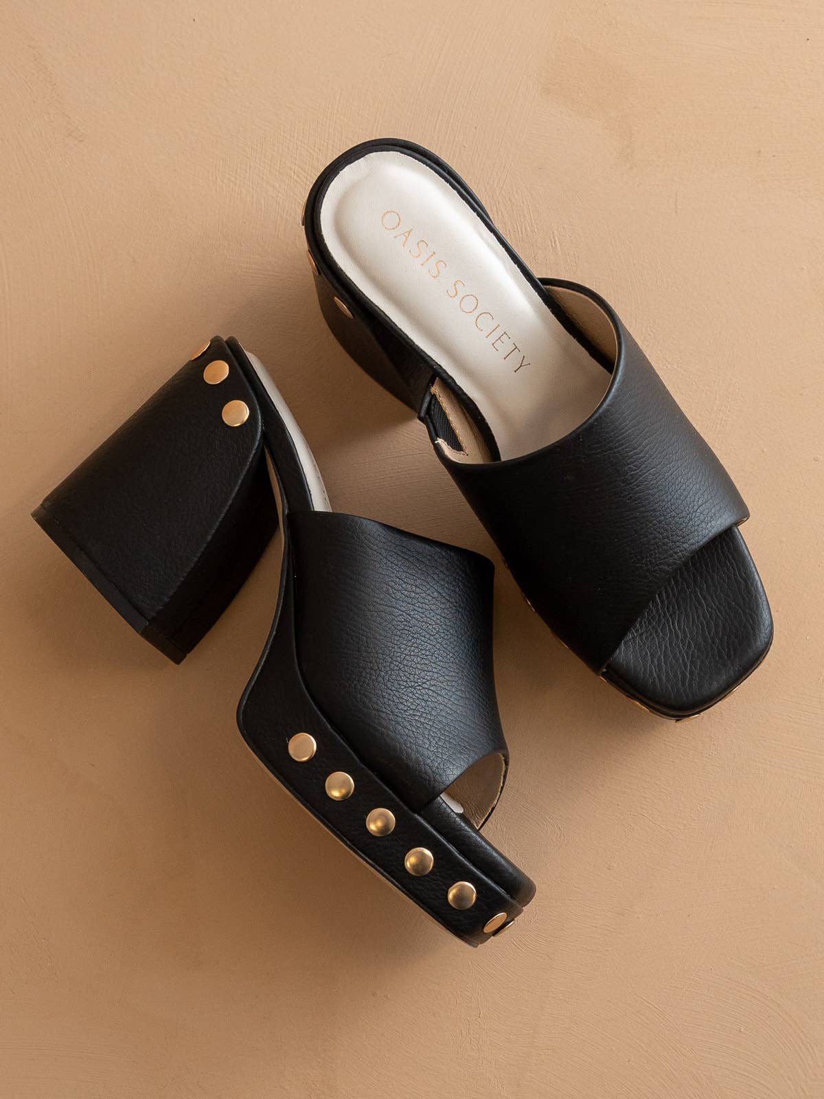 The Leona Black Studded Platform Heel
