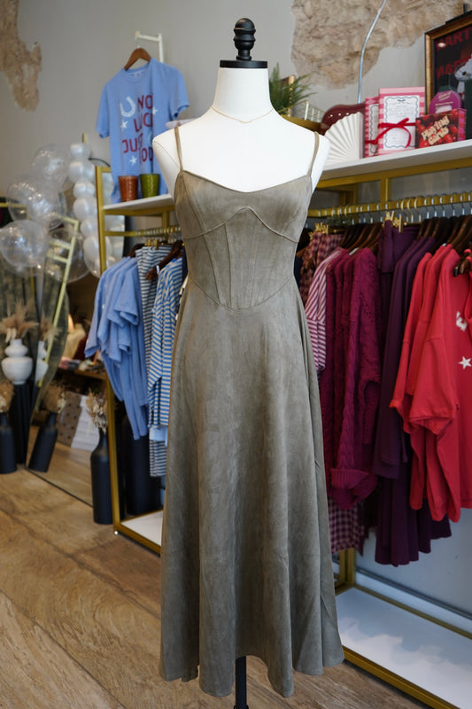 Sadie Suede Corset Midi Dress