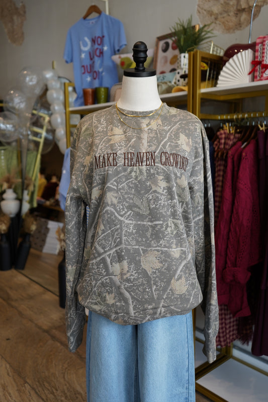 Make Heaven Crowded | Embroidered Camo Sweatshirt
