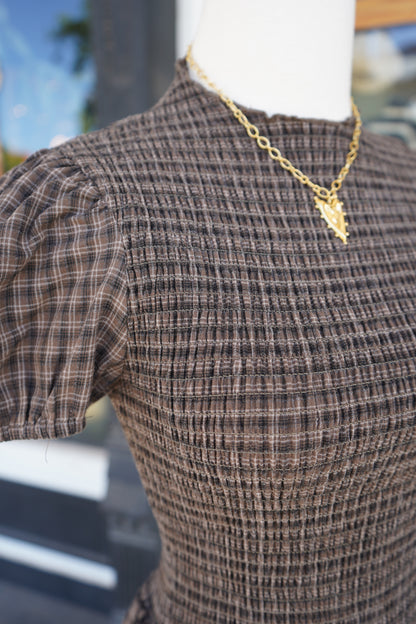 Angela Plaid Smocked Mini Dress