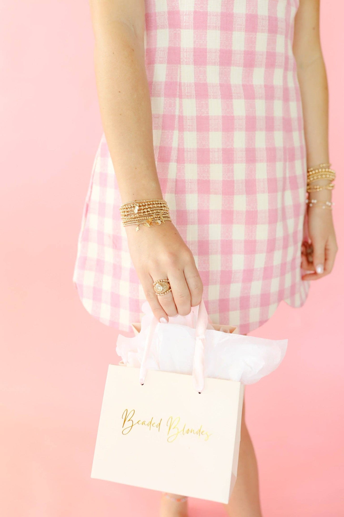Mini Cross Charm Bracelet on Gold | BEADED BLONDES