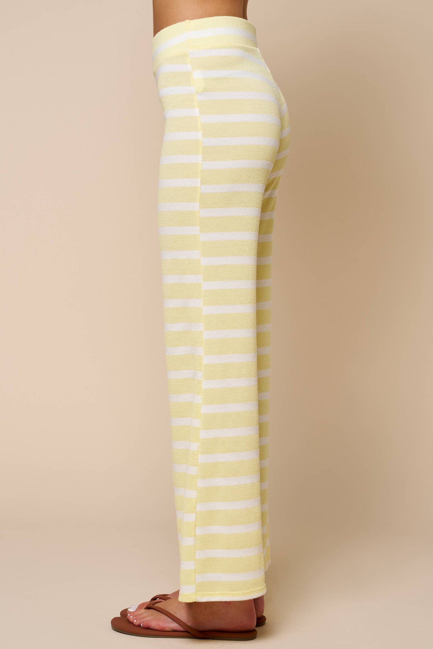 Lemon Striped High-Waisted Flare Pants