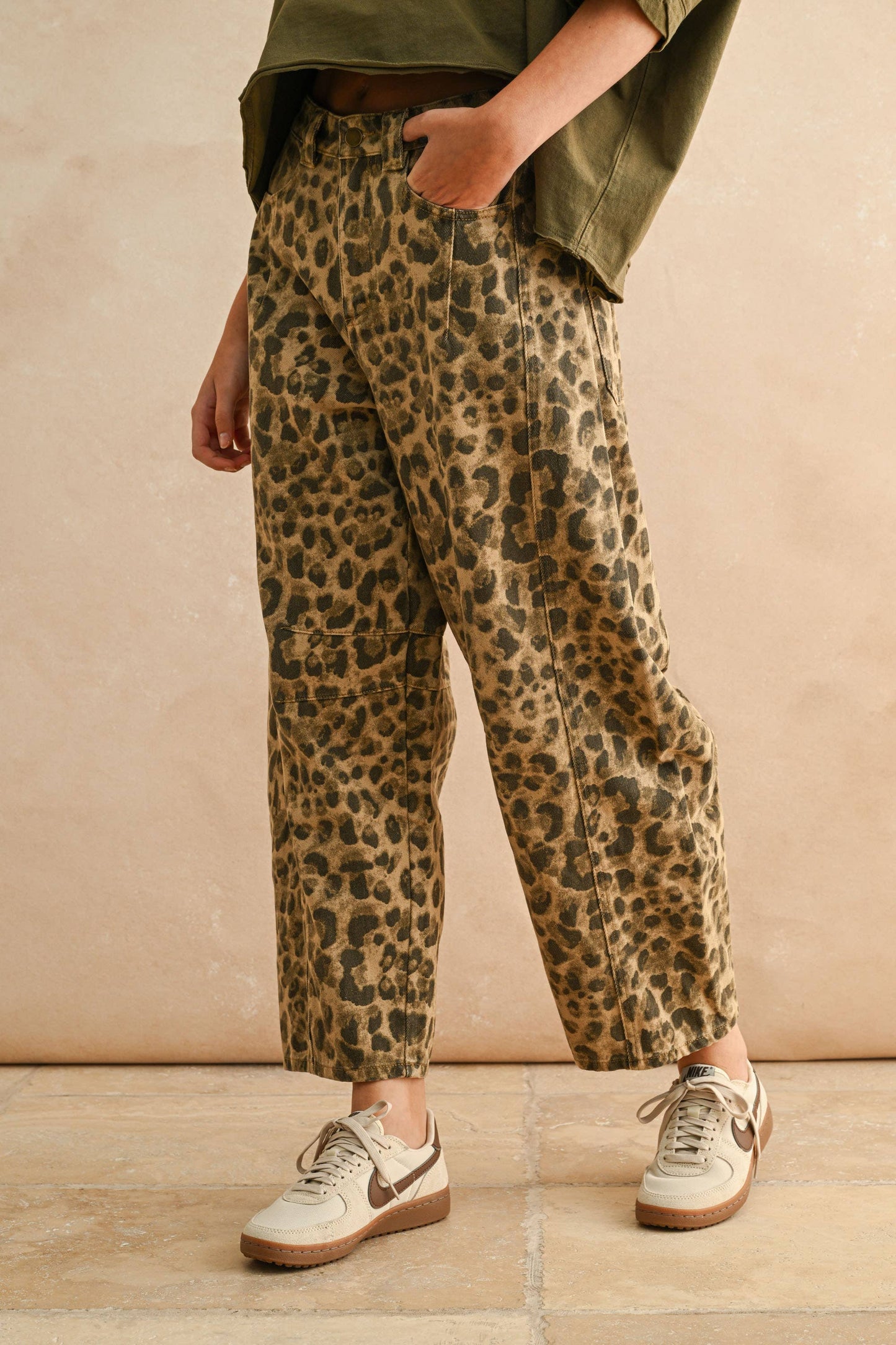 Sasha Leopard Print Barrel Pants
