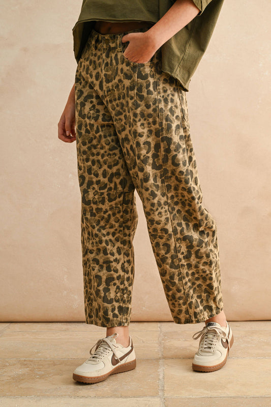 Sasha Leopard Print Barrel Pants