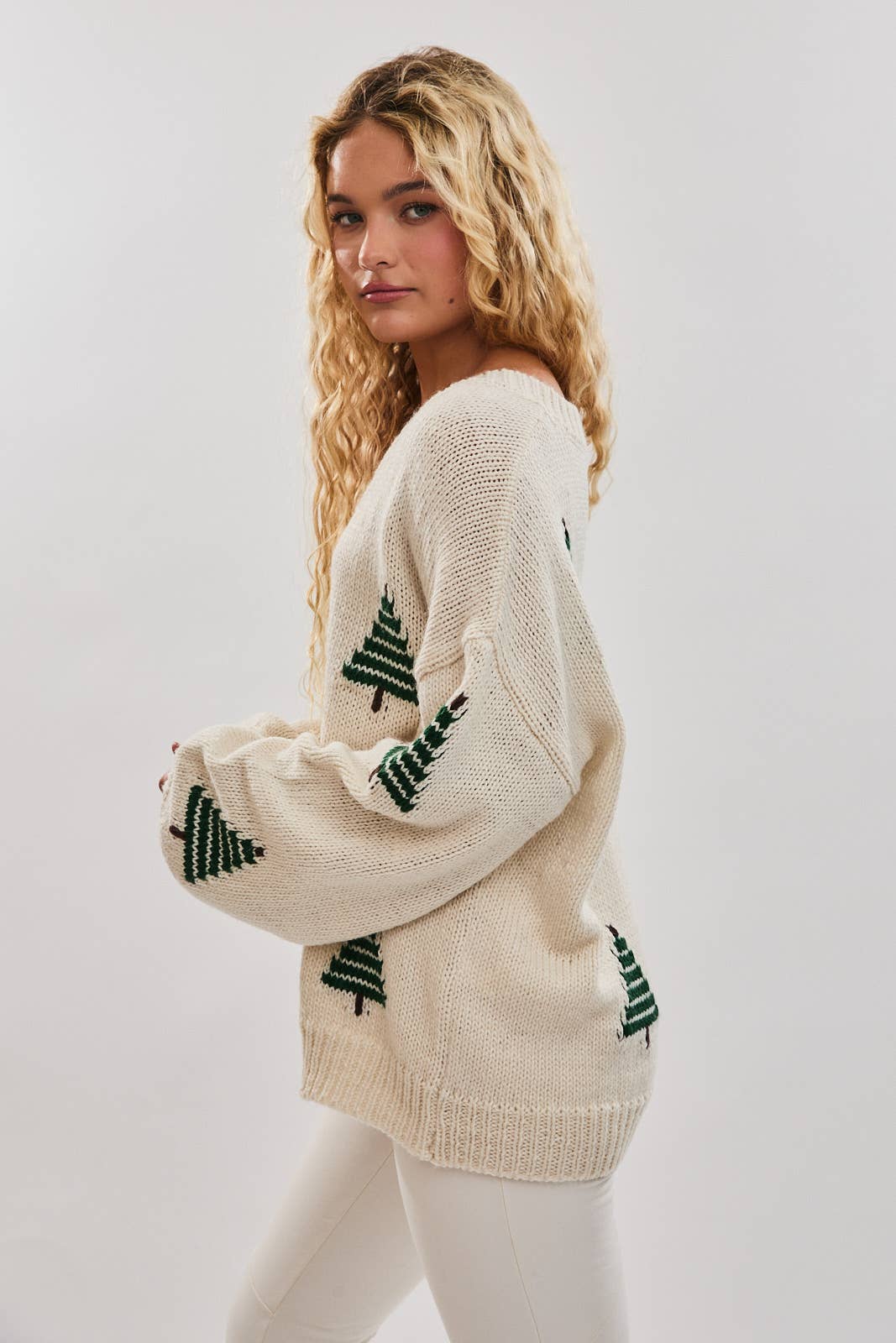 Pleasing Pine V Neck Sweater