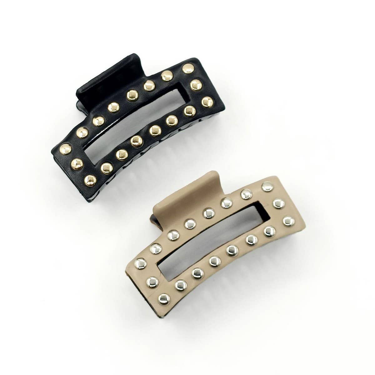 Faux Leather Studded Hair Claw