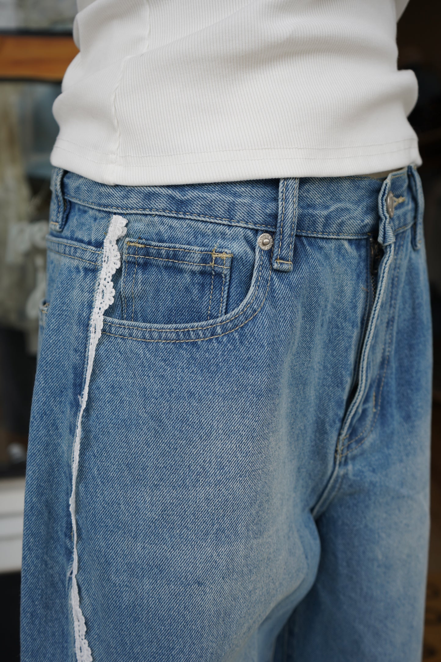 Ainsley Lace Detail Barrel Jean