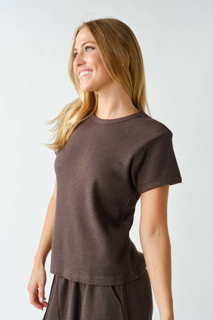 Kadi Waffle-Knit Short-Sleeve Tee