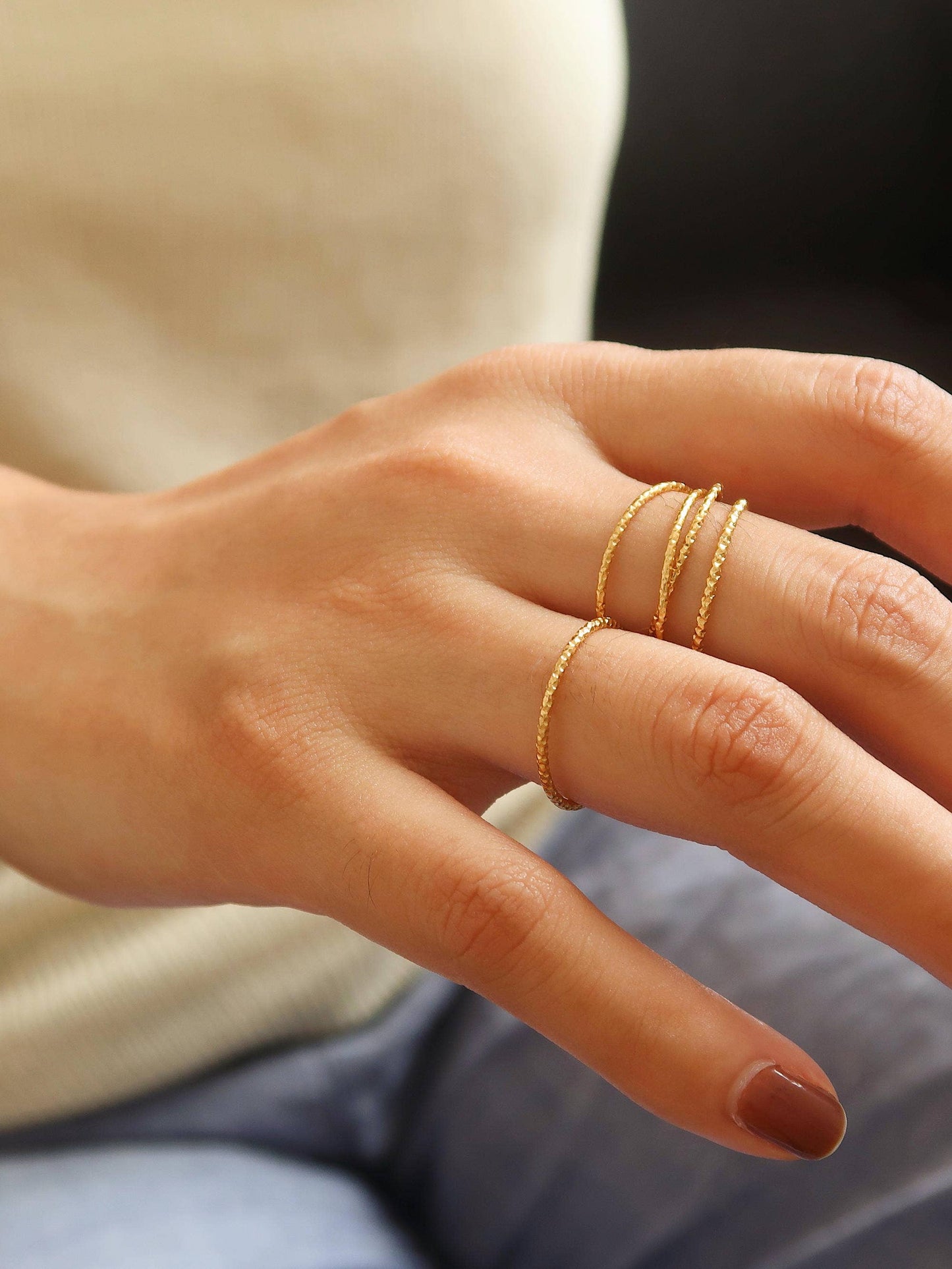 Sarah Thin Braided Ring | Waterproof Jewelry